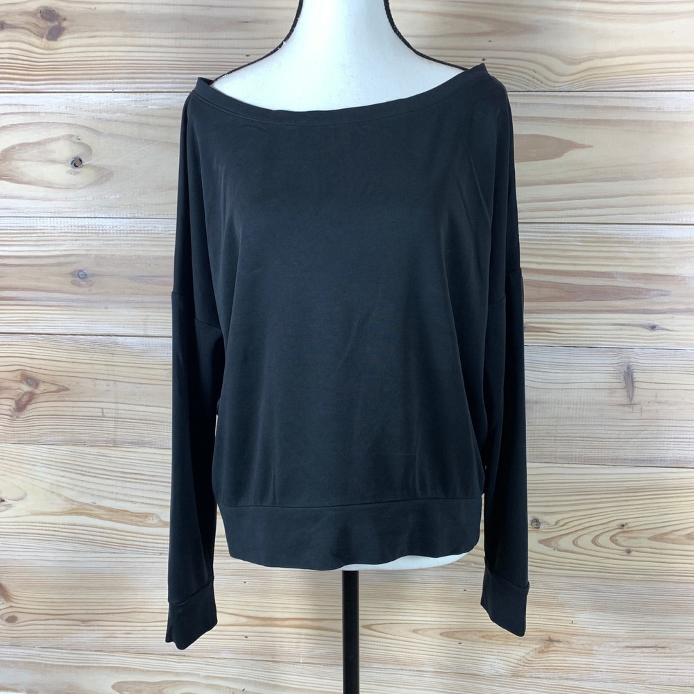 Fabletics Activewear Top Women Small Sleek Oversized Drop Shoulder Boat Neck Eco